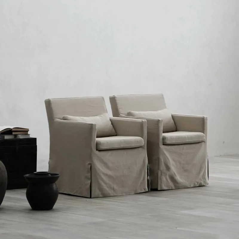 Fabric dismantling and washing single sofa, balcony chair, beige leisure chair