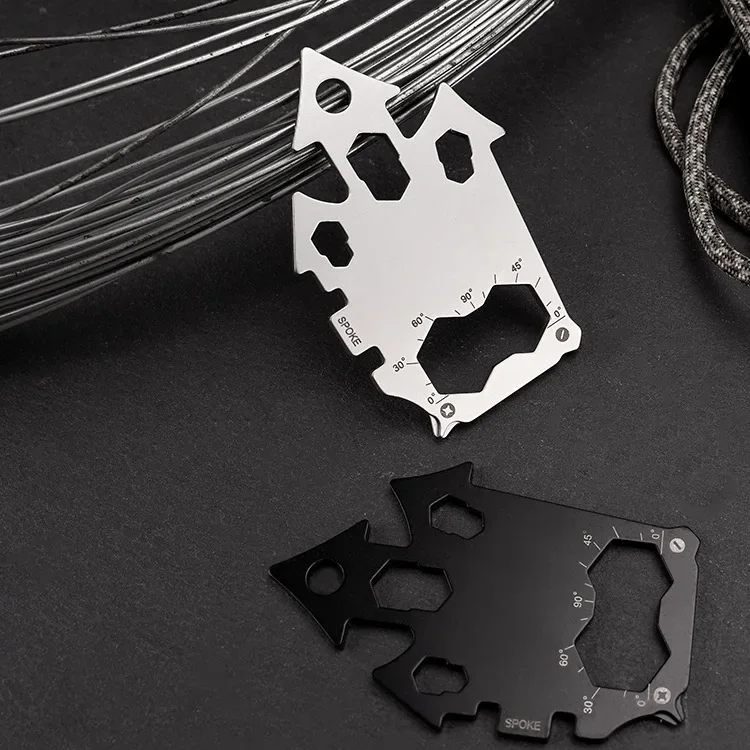 1PC Creative Multi-function Keychain Stainless Steel EDC Tool Card Outdoor Home Corkscrew Emergency Wrench