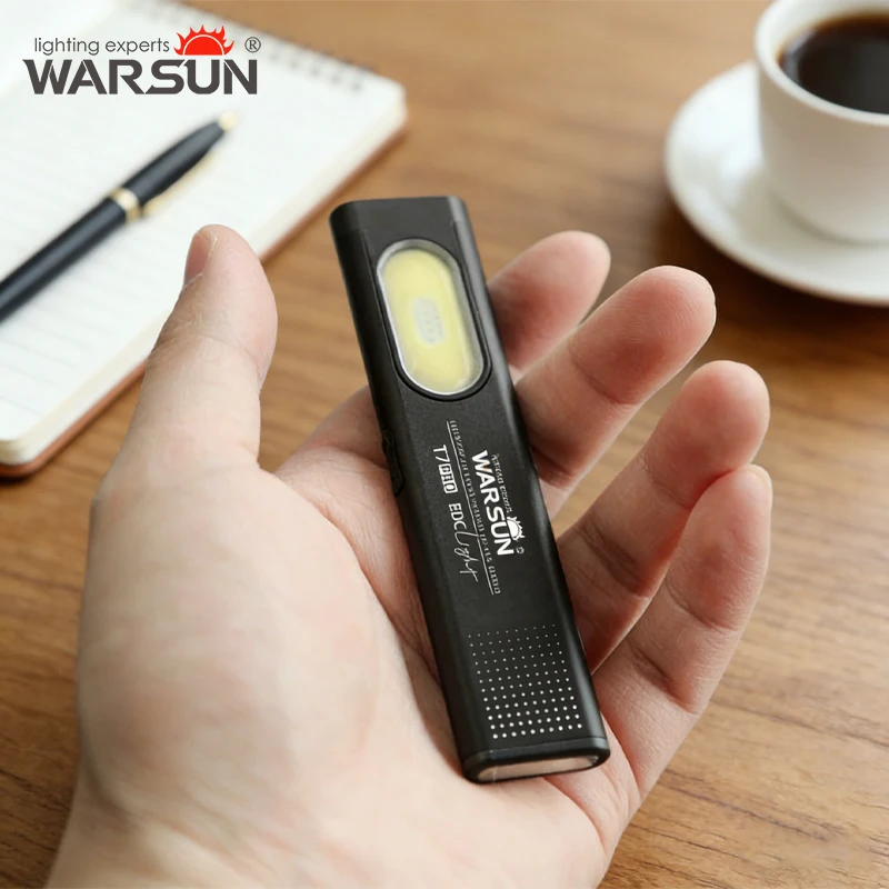 WARSUN T7PRO LED Torch Rechargeable Mini Work Flashlight with Magnet Ultra-thin & Portable for Hiking Camping EDC