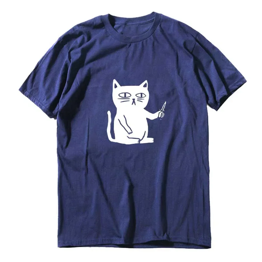 

COOLMIND 100% Cotton Cool Summer Loose Men T Shirt Casual Short Sleeve Cat Print Men Tshirt Male Summer t-shirt Tops Tee Shirts