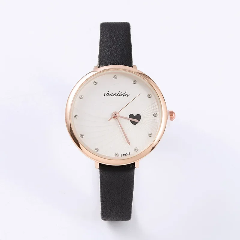 Relojes de pulsera de cuarzo con corazón de amor para mujer, relojes de pulsera elegantes para estudiantes, reloj de cuarzo Simple y versátil