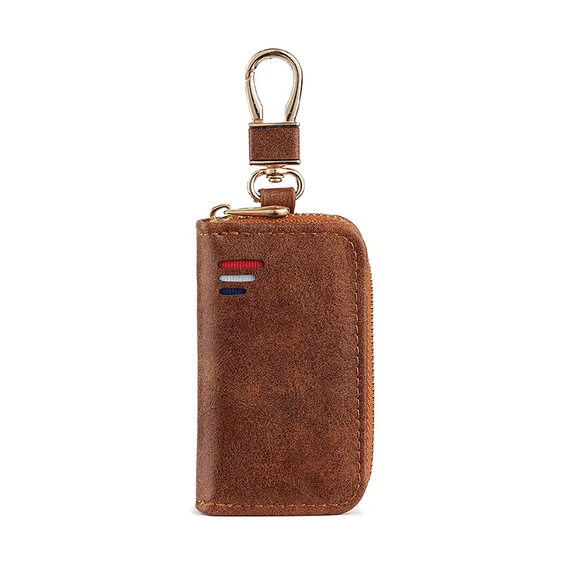 Men's Women's Business Key Pouch - PU Leather Zipper Key Bag, Multi-Functional Universal Car Key Chain Waist Hanging