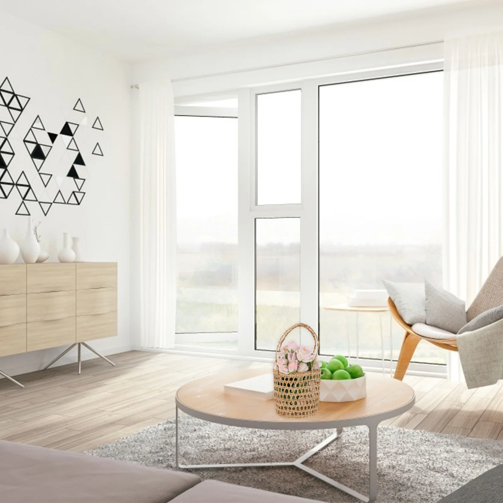 

Handheld Storage Small Flower Basket Decorative Woven Desk Organizer Baskets Laundry Home Desktop Straw Hand-held