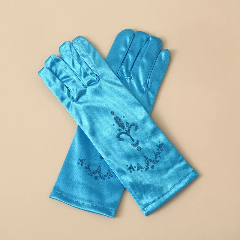 Hot selling printed ice and snow Elsa children's stage performance princess dress accessories satin gloves