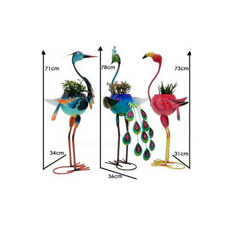 1PCS Succulent Green Plant Garden Decoration Iron Peacock Crane Flamingo Animal Shape Cute Characteristic Flower Pot