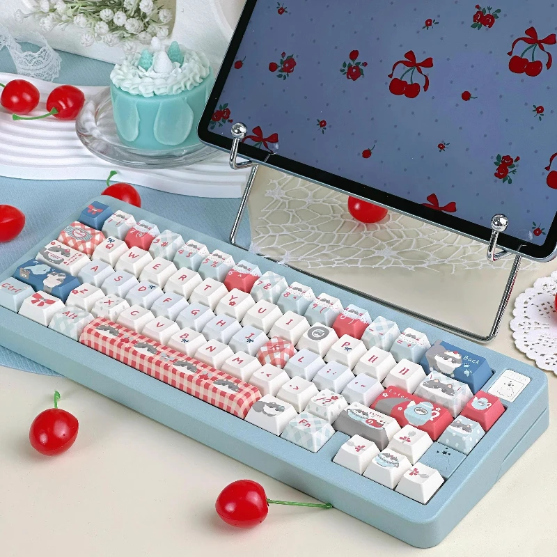 Imagem -02 - Cherry Kitten Tema Keycaps Grupo Sublimação Xoa Perfil Cereja Acessórios de Teclado Mecânico Custom Key Caps