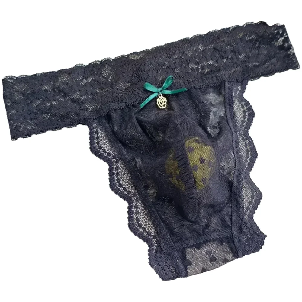 Personalized Design Low Waist Men's Thong Lace Mesh Stretch Sexy T-back Quick Dry Breathable Intimates Sissy Cosplay Costumes