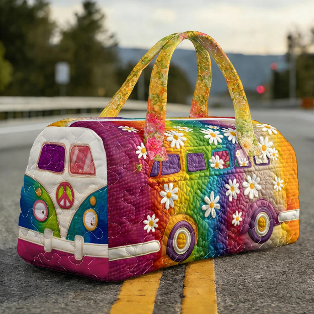 

Сумка-даффл в богемном стиле с радужным принтом ромашек, стеганая, красочная, для путешествий, сумка-тоут, мужская и женская дорожная сумка для выходных