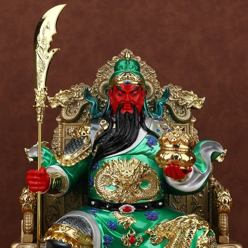 Guan Yu Statue Resin God of Wealth Home Decor Feng Shui Guan Gong Figure Office Desktop Ornament Lucky Business Gift for Men