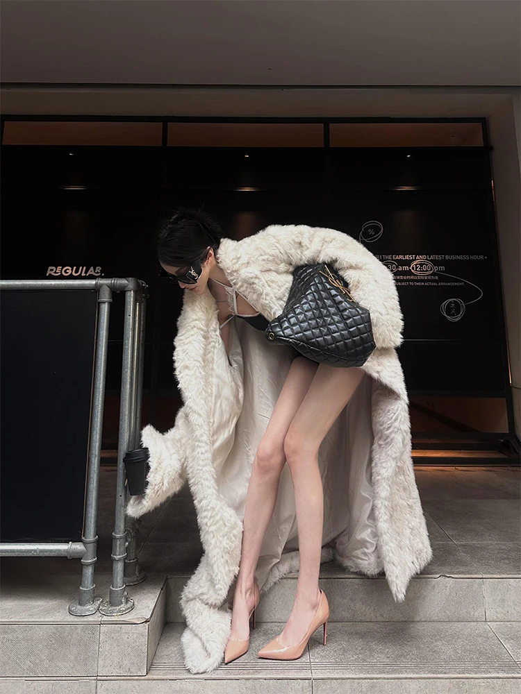 

White Fur Jaet Women's Long Sli Fur Coat Eco-friendly Whole Skin Design Casual Outdoor Par Wear Comfortable