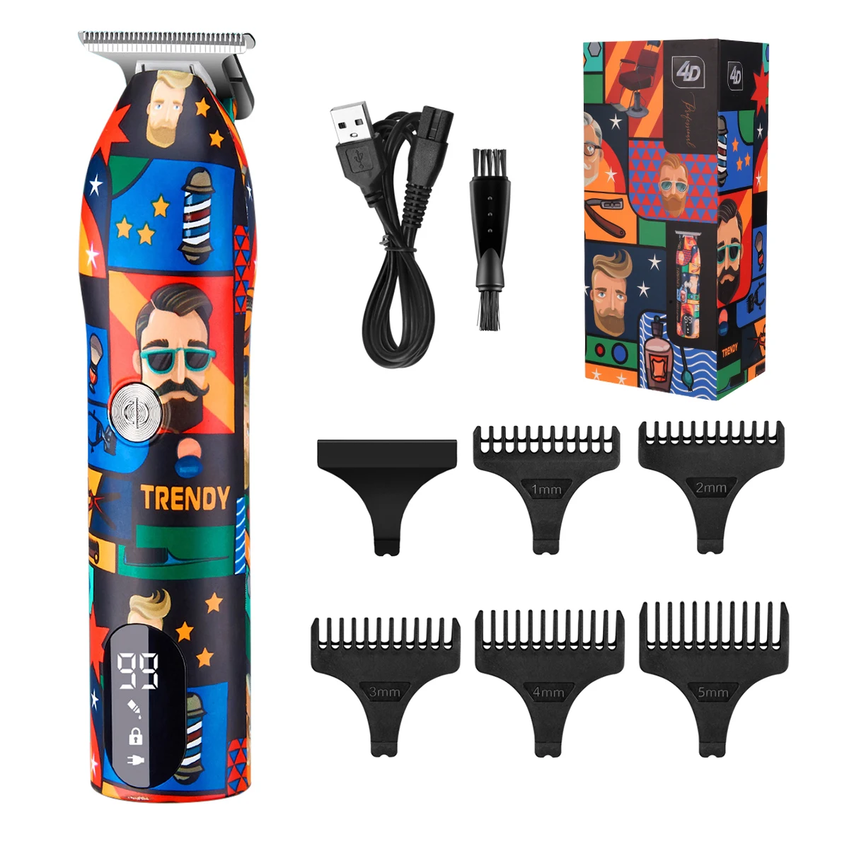 

KIKIDO KK-1923 Electric Hair Clipper Multifunctional Home Hair Trimmer Printing Graffiti Razor USB Men's Electric Shaver