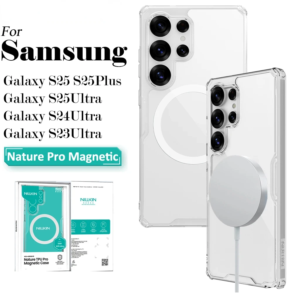 

Для Samsung Galaxy S25 Ultra S25+ S24 Ultra S23 Ultra Nature Pro Магнитный прозрачный чехол из ТПУ с рамкой для телефона Iphone pro Skz