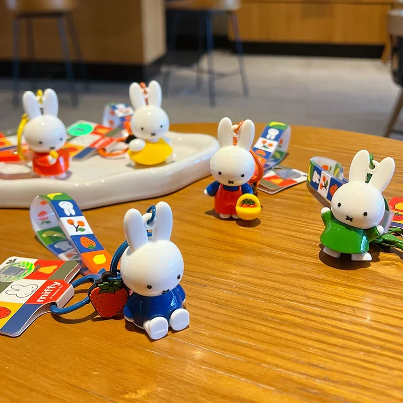 Kawaii أنيمي ميفي أرنب المفاتيح لطيف الكرتون زوجين سيارة حلقة رئيسية حقيبة أفخم قلادة الكرتون ملحق الزخرفية لفتاة هدية