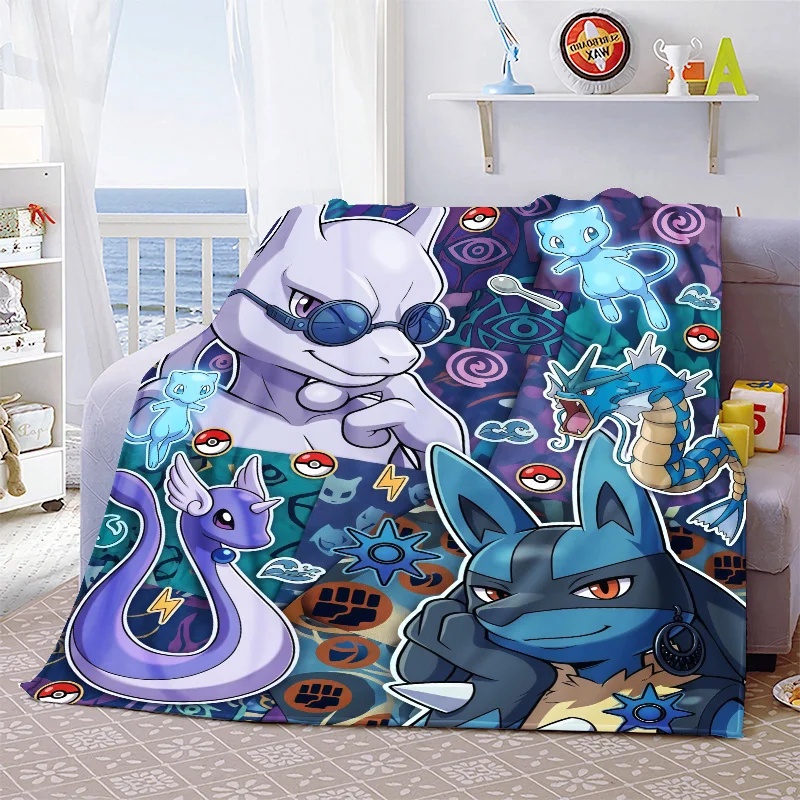 Pokemon Anime Blanket Soft Plush Flannel Warm Throw for Bed Sofa Couch Lightweight Cozy Winter Home Decor -QJY