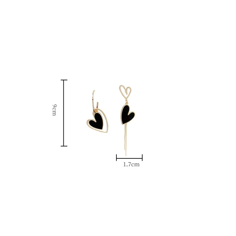 2024 New Fashion Korean Temperament Network Red Fashion Personality Everything Asymmetrical Love Earrings Earrings Female