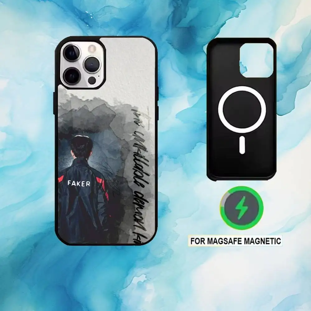 Funda de teléfono SKT T1 Faker L-LOL para iPhone17,16,15,14,13,12,11 Plus,Pro Max carga inalámbrica magnética Magsafe