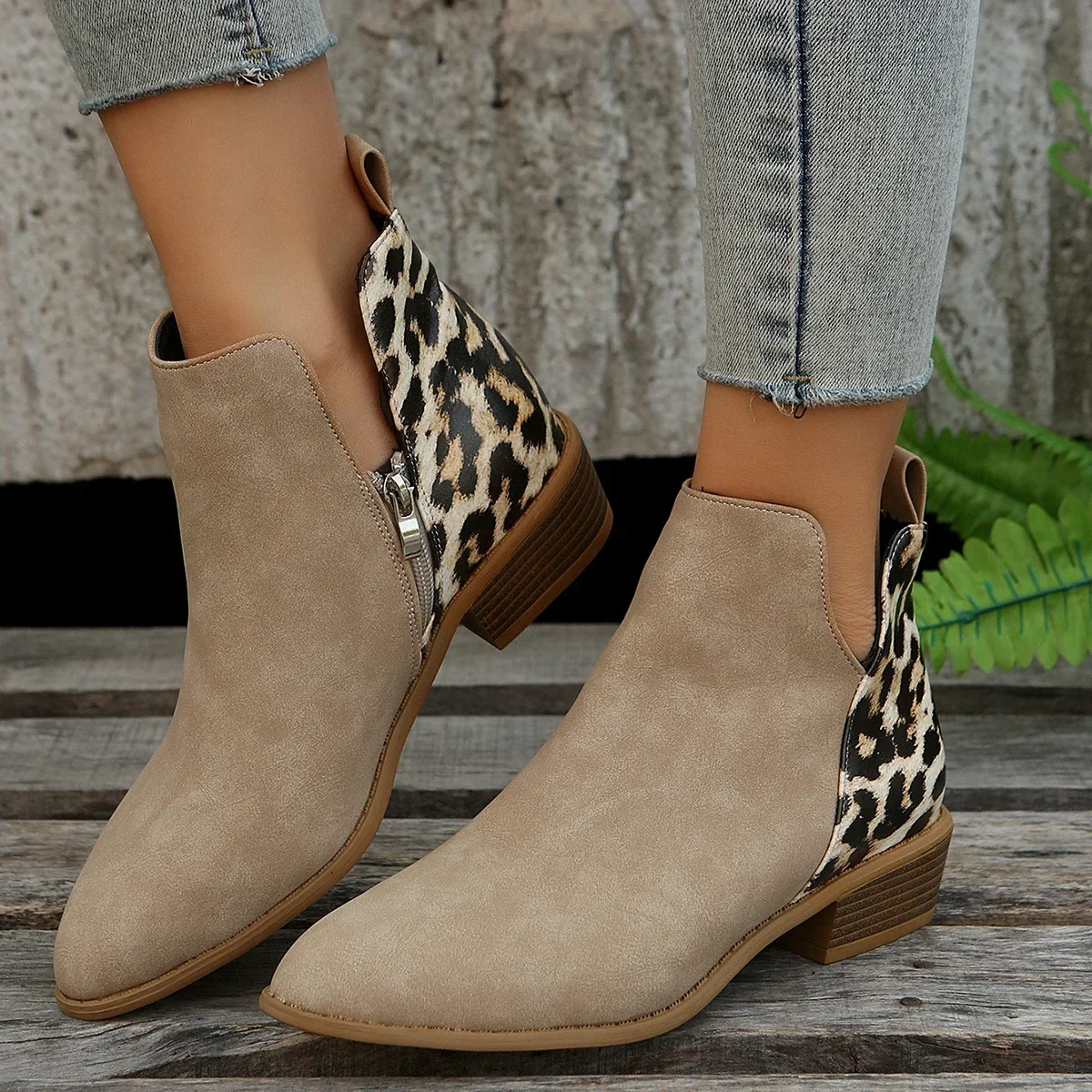 

Поп-новые осенние и зимние женские ботильоны с леопардовым принтом и боковой молнией с леопардовым принтом, женские ботинки размеров 36-43