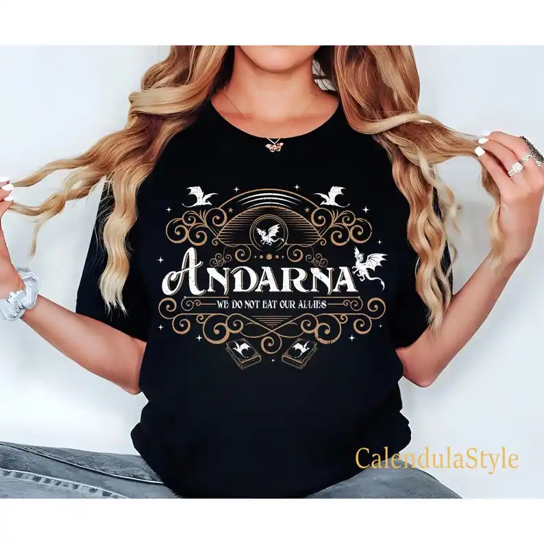 Camiseta Andarna Quarta Asas, Não Comemos Nossas Aliadas Camiseta, Dragon Rider, Presente Esquadrão Quest, Camisa Quarta Asas, Presente Livro