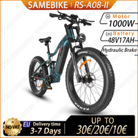 SAMEBIKE RS-A08 Electric Bicycle 1000W Powerful Motor 48V17AH Battery Hydraulic Brake Electric Bike 26*4.0 Inch Fat Tire E-bike