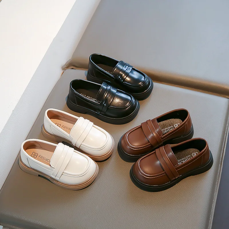

Новинка весны 2025 года, кожаные туфли без шнуровки в британском стиле с круглым носком, модные простые универсальные лоферы