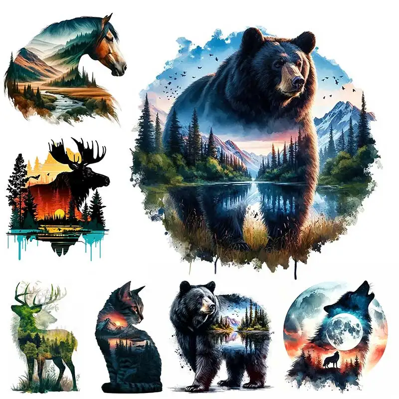 Eye-Catching Bear and Mountain Scenery Car Sticker Waterproof Vinyl Decals Auto Body Window Bumper Decor Motorcycle Stickers