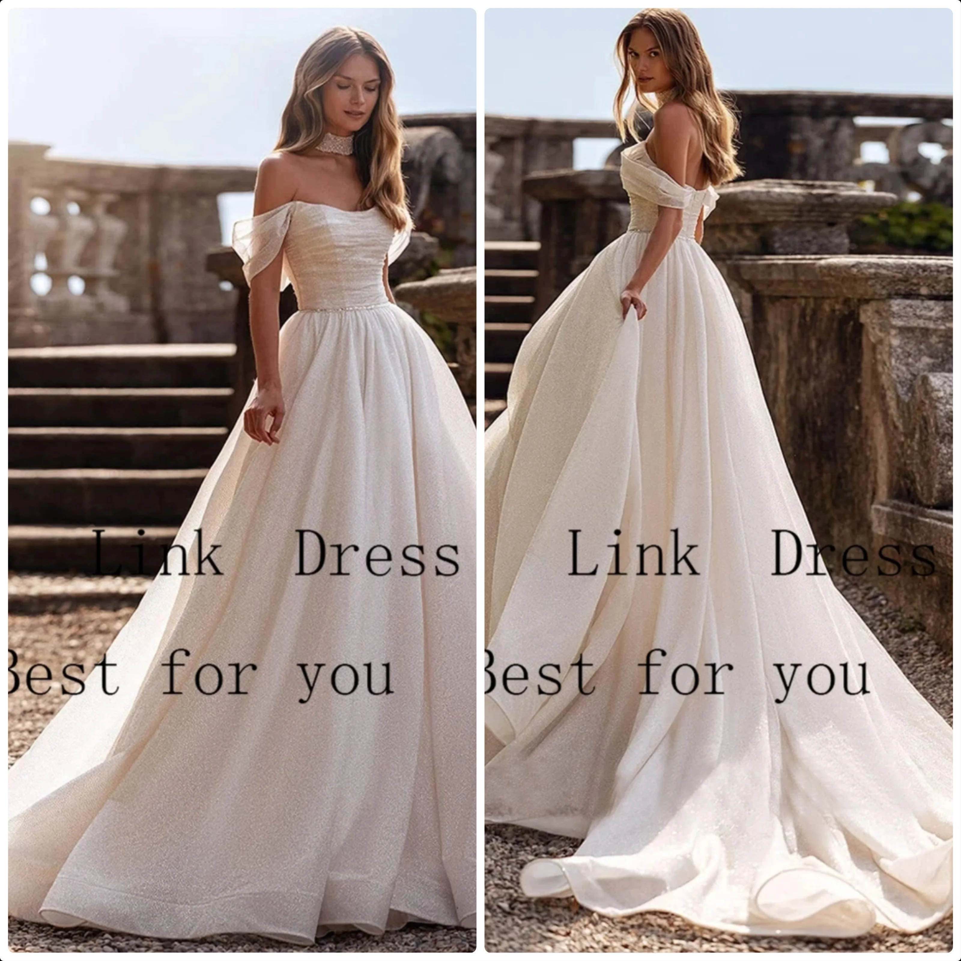 Off Shoulder Wedding Dresses for Ladies Elegant A Line Bridal Gowns with Pleat Exquisite Sleeveless Simple Vestidos De Novia New