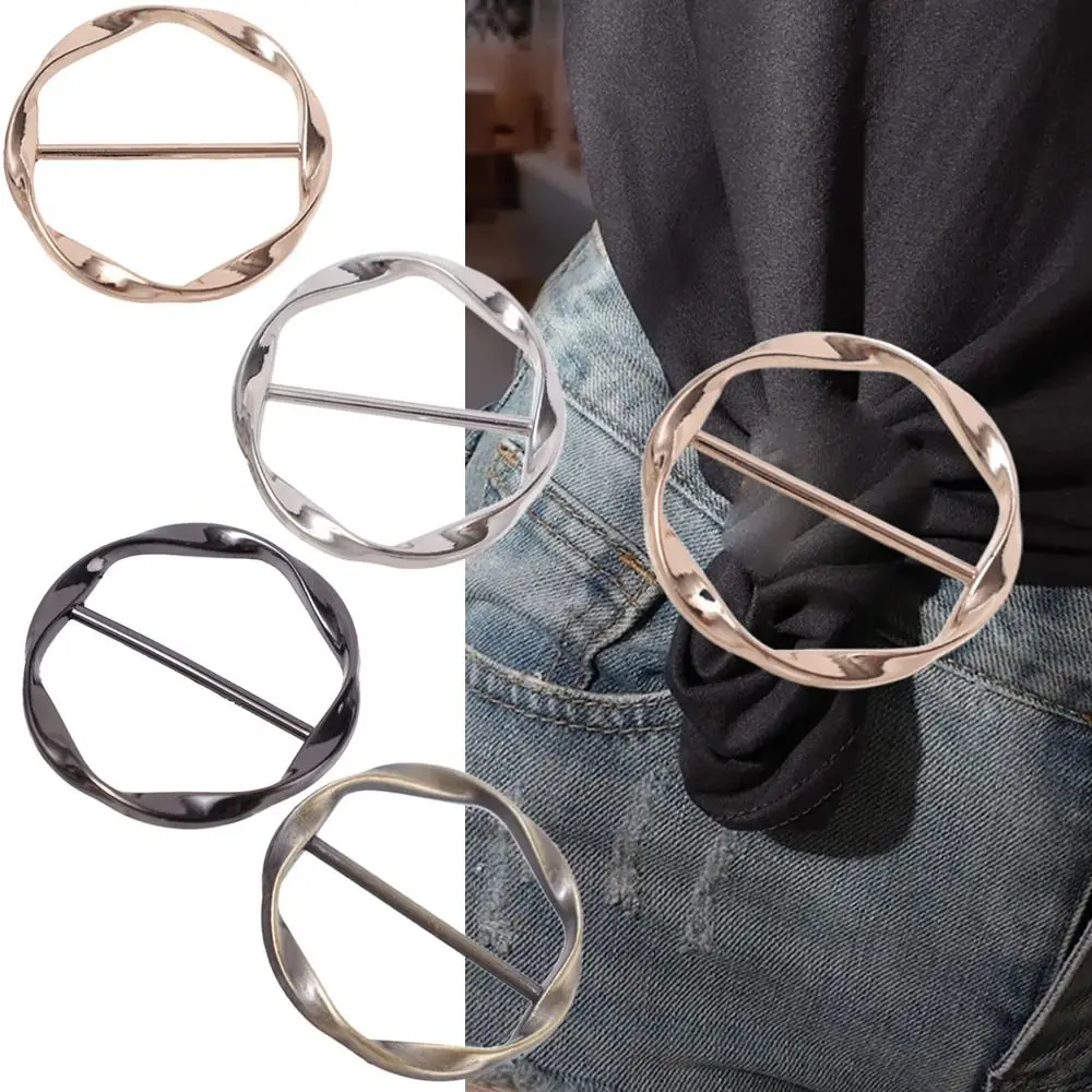 

Round Corner Hem Waist Knotted Brooches Simple Metal Shirt T-shirt Fixed Holder Fashion Jewelry Accessories