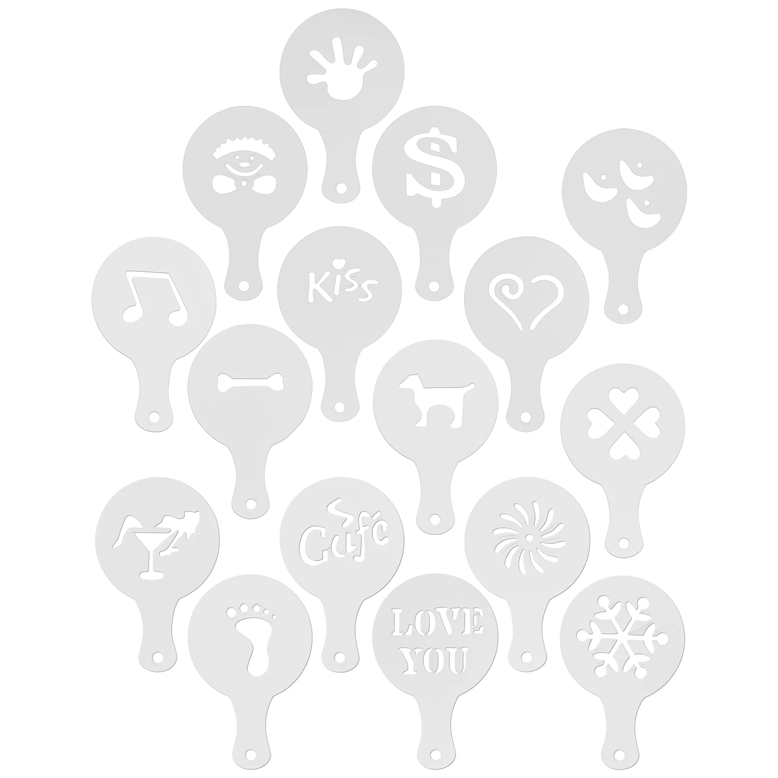 

16Pcs Coffee Stencils DIY Plastic Reusable Latte Art Tools Cappuccino Decoration Templates Coffee Stencils