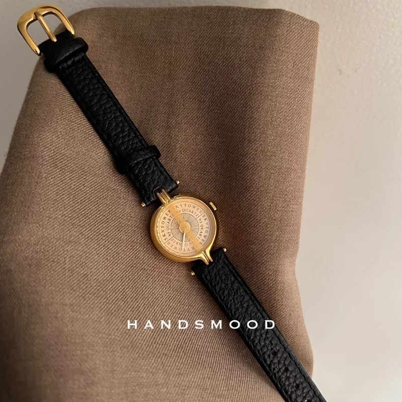 Montre de luxe rétro plaquée or pour femme, mouvement à quartz japonais, bracelet en cuir, cadeau de la fête des léons, nouveau, 2024