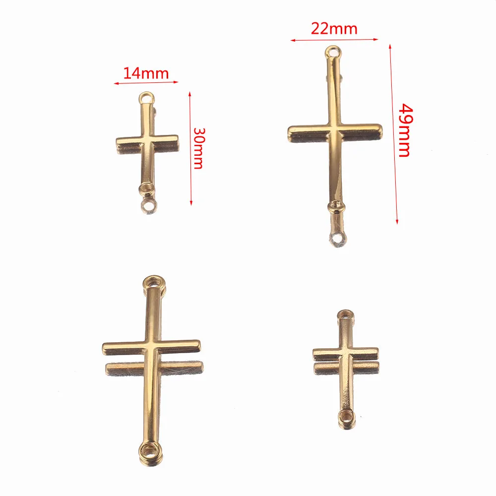 10pcs Gold-Plate Double Hole Bending Cross Charm Stainless Steel Pendant Connector for DIY Jewelry Making Supplies Findings - Image 2