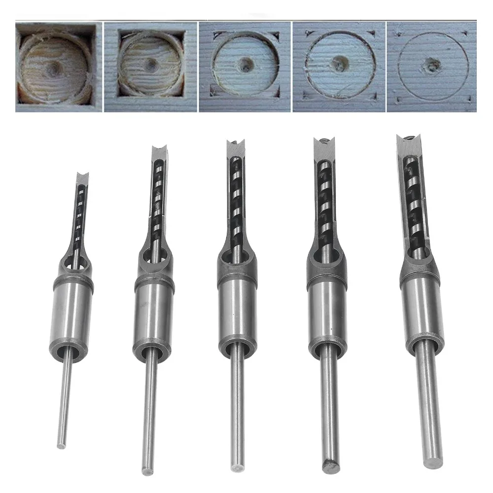 5pcs 1/4-1/2 Inch Sizes Square Hole Drill Bit 6.4-12.7mm Sizes Sharp Cutting Edge Square Countersink Bit High Hardness Steel