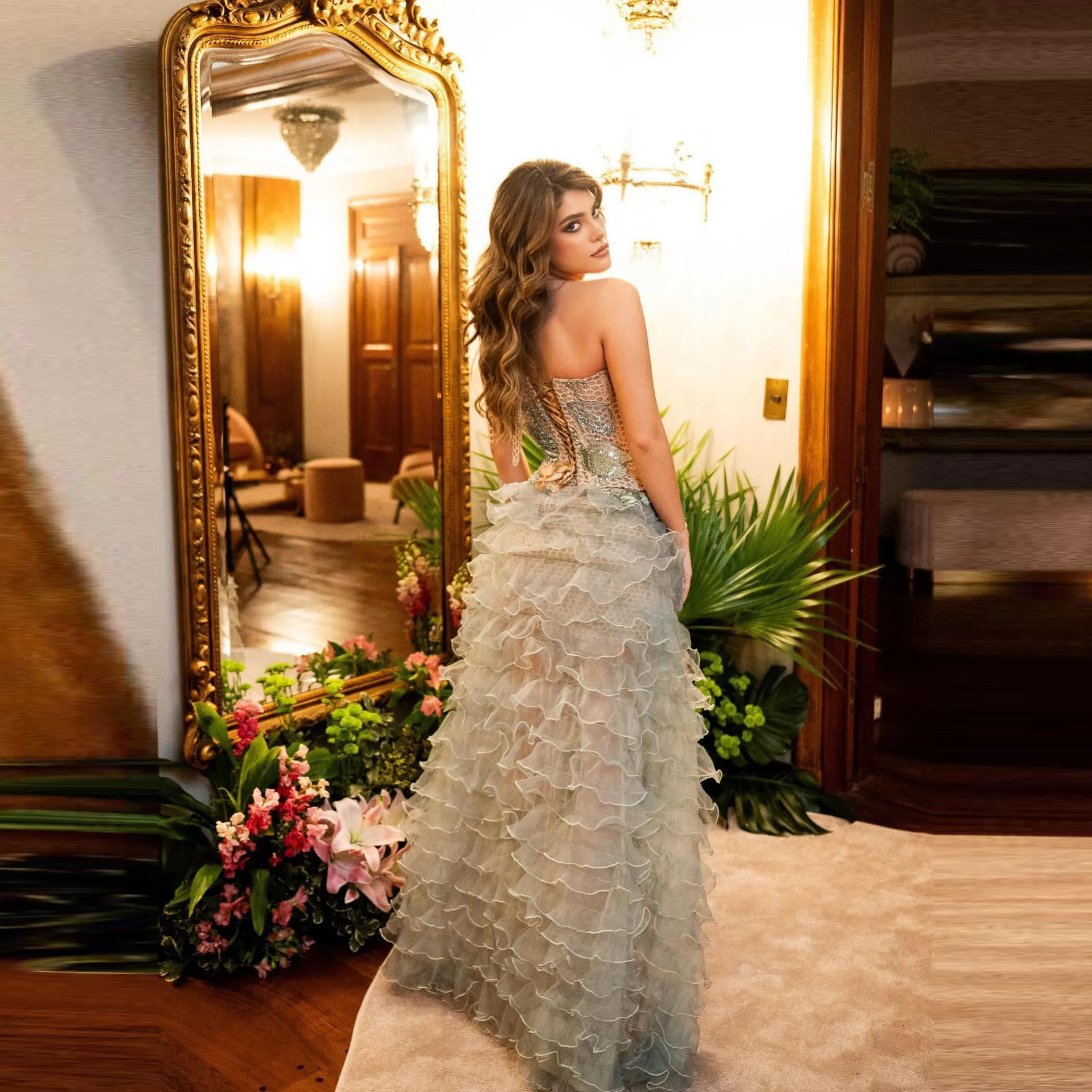 

Мини-юбка из тюля с рюшами, женская кружевная юбка с высокой талией, украшенная в стиле бохо, шикарная летняя вечерние праздничная юбка, свадебные накладные юбки