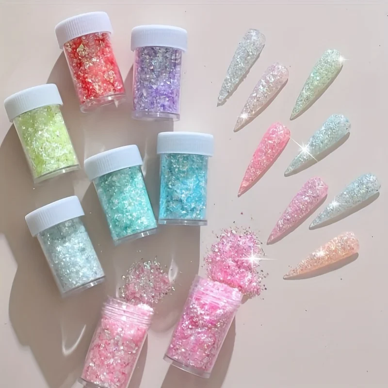 8-Color Lridescence Ultra-Thin NailEnhancement Glitter DIY Drip FestivalDecorative Sequins Fragments