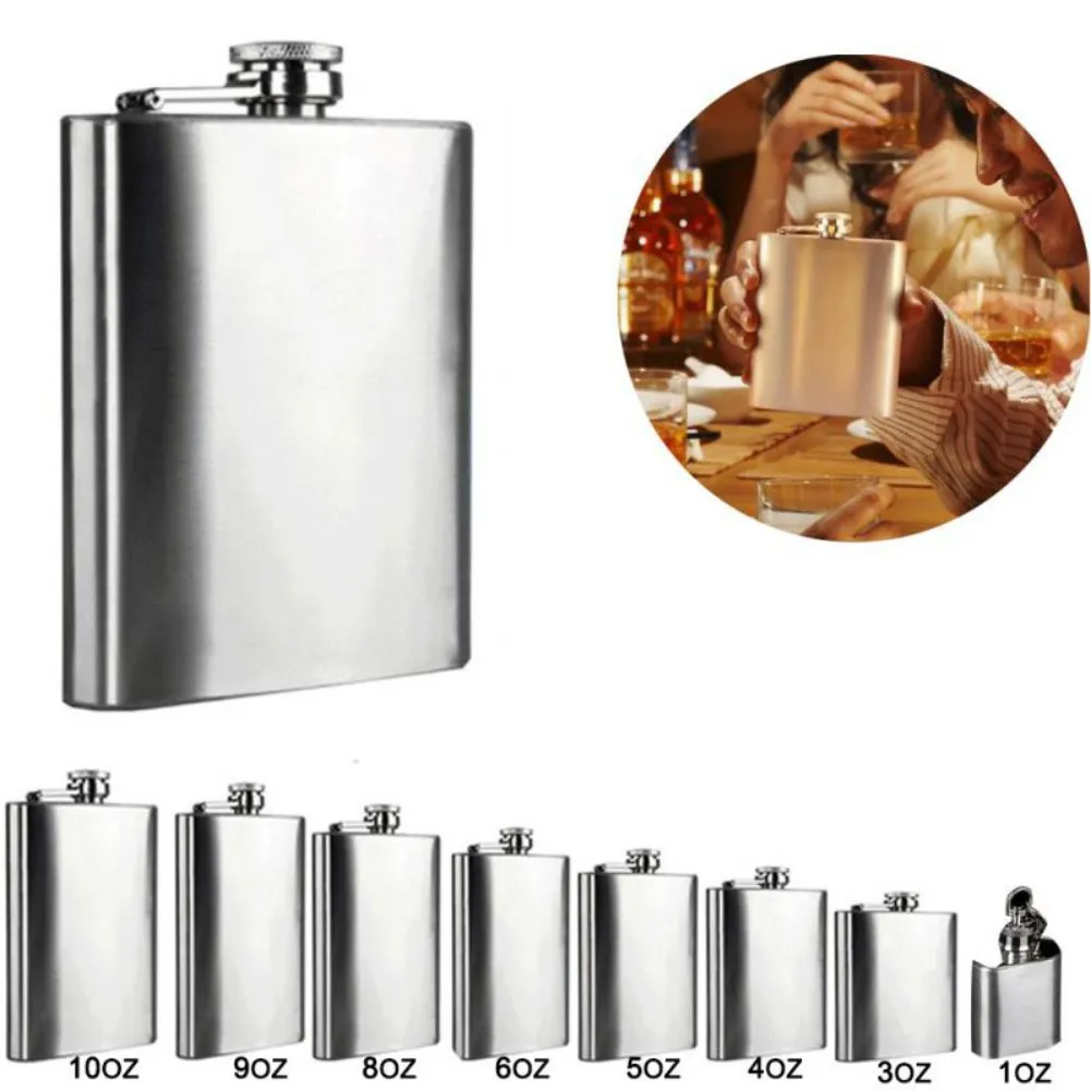 1-12 oz Stainless Steel Portable Hip Flask Flagon Wine Whiskey Pot Cover Bottle Funnel Travel Camping Drinkware Wine Cup
