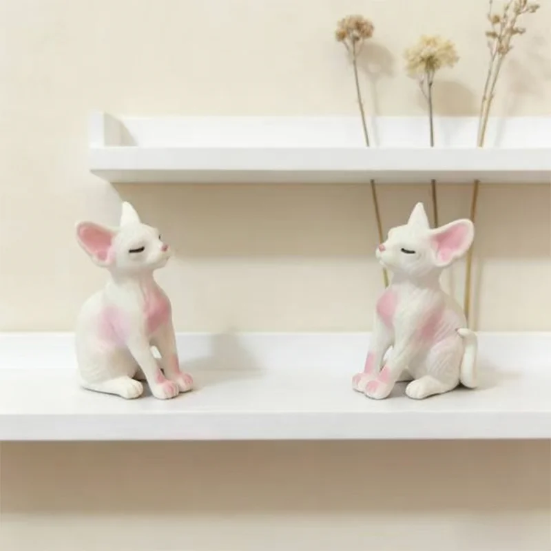 Adorable Hairless Cat Statue, Bookshelf Candy House Decor, Christmas Gift Holiday Present, Cute Figurine Ornament