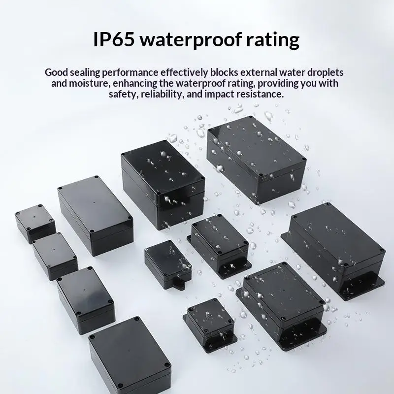 New 1/3Pcs Plastic Electronic Project Instrument Case IP65 Waterproof Black Junction Box Outdoor Container Power Enclosure Tools