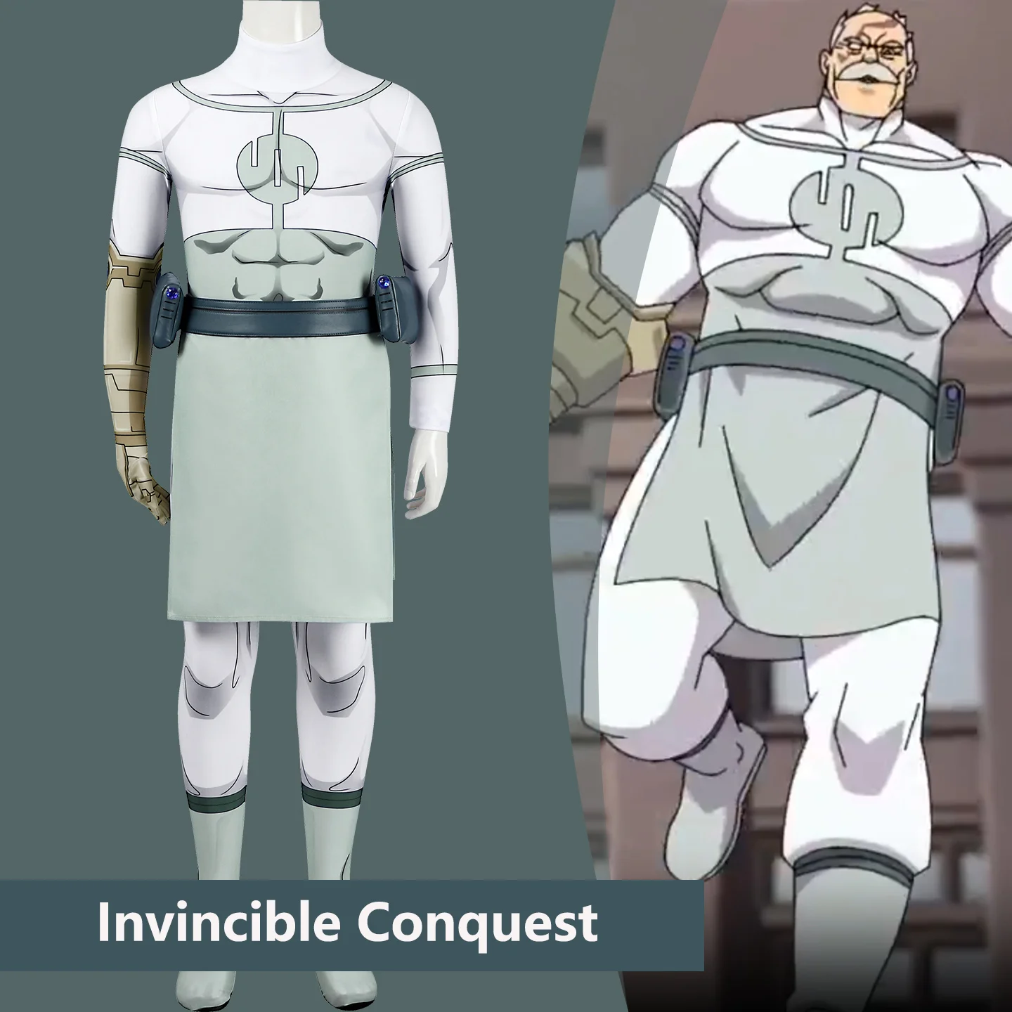 

Invincible Conquest Cosplay Costume Mr. Ten Times Worse Second Strongest Outift Jumpsuits Bodysuit Hallowmas Party Dress Play