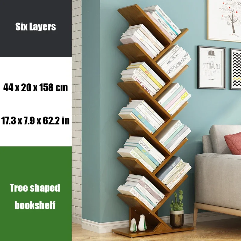 Bamboo Living Room Floor-standing Children\'s Tree-shaped Bookshelf Multi-layer Book Shelf Bookcase Space-saving Storage Rack