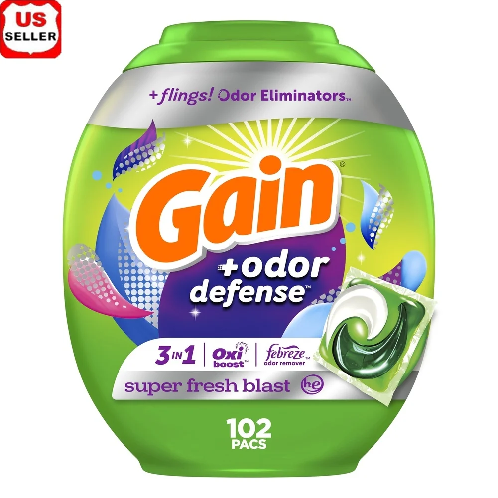 

Powerful Laundry Detergent Pods Odor Defense Super Fresh Blast Scent 102 Count Heavy Duty Stain Removing Packs All Machine Safe