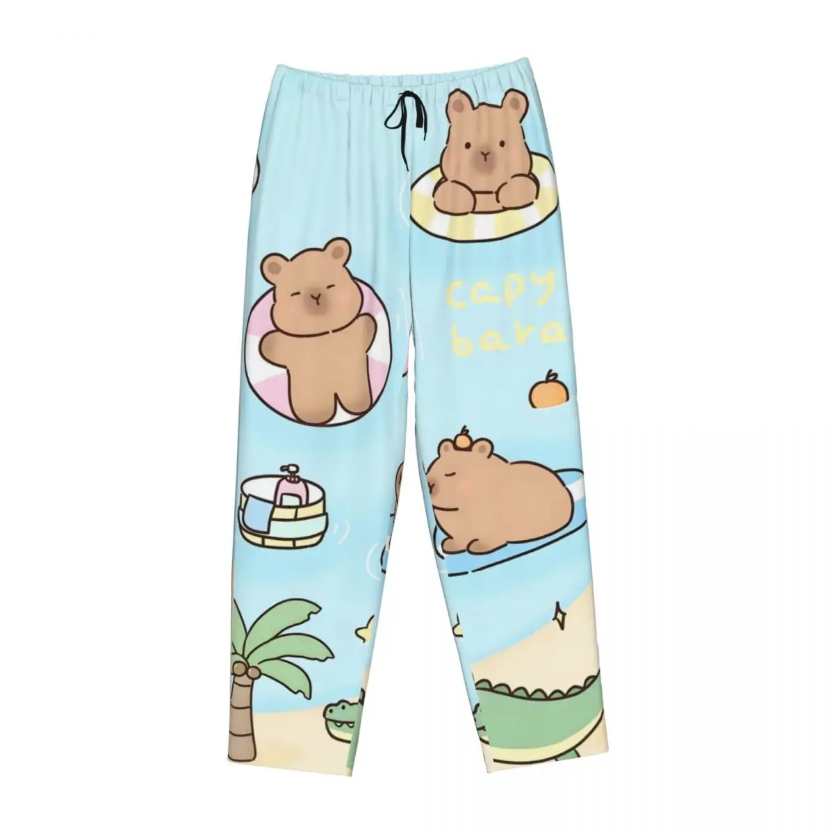 Custom Print Capybara Pajama Pants for Women Cute Anime Sleep Sleepwear Bottoms with Pockets