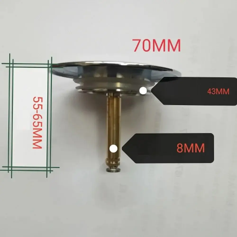 

1Pcs Durable Pop Up Waste Stopper Bathtub Plug Only Flat Seal Adjustable Bath Stopper 70mm Brass Bathroom Tub Drain Filter