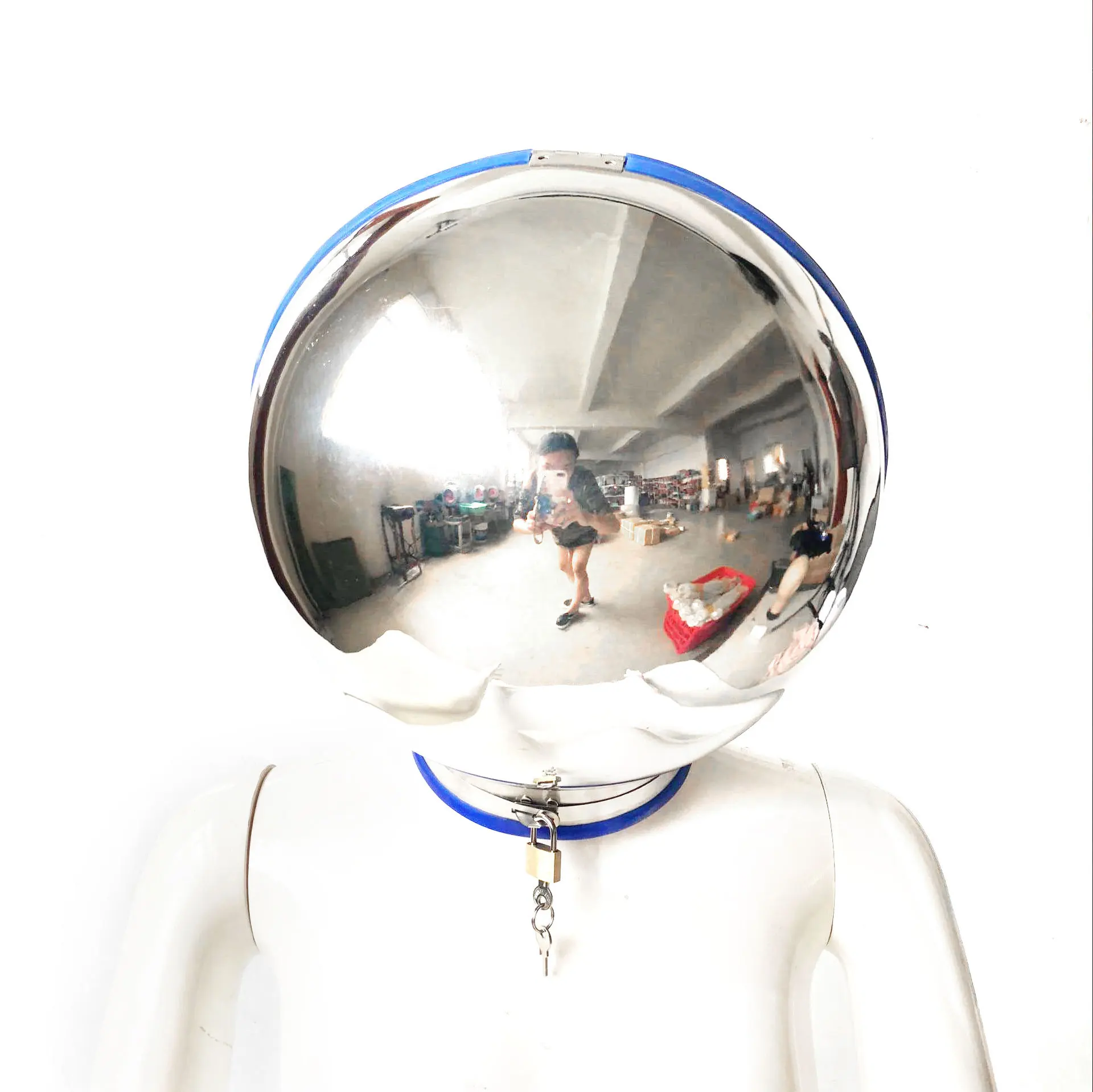 Stainless Steel Erotic Helmet Headgear with Lock Visible Male Female Ball Helmet SM Couple Sex - Image 5