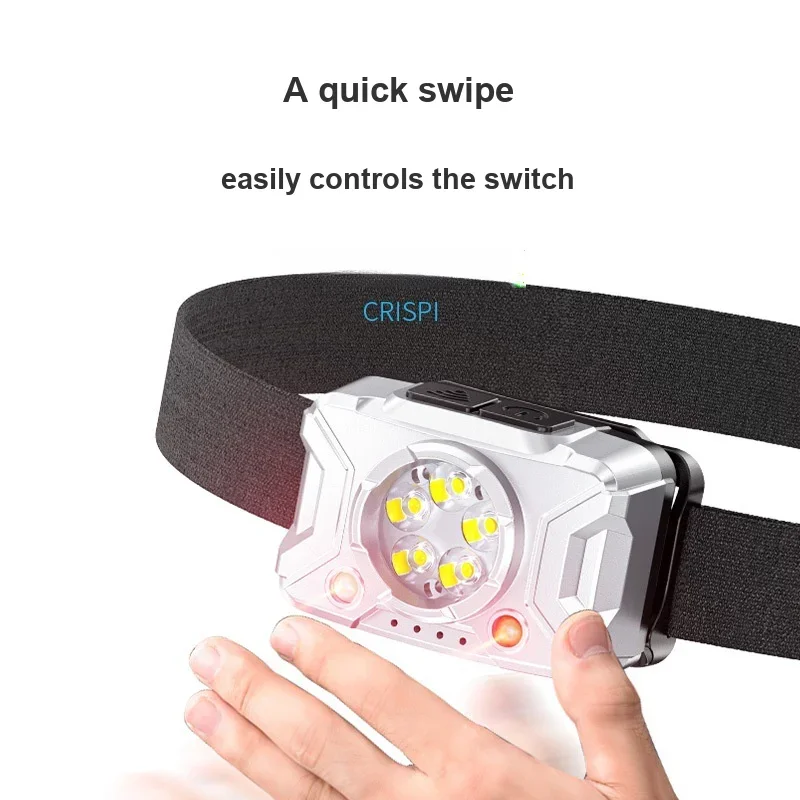 High Brightness Hand Wave Induction Headlamp 3 Gear Adjustable Portable Head Protective Lamp for Outdoor & Personal Use