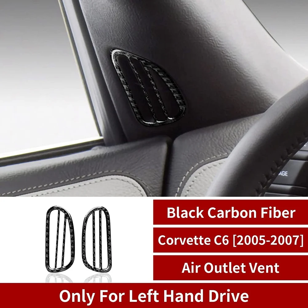 Carbon Fiber Side Air Outlet Stickers Defogger Trim Decal for Chevrolet Corvette C6 2005 2006 2007 Interior Accessories