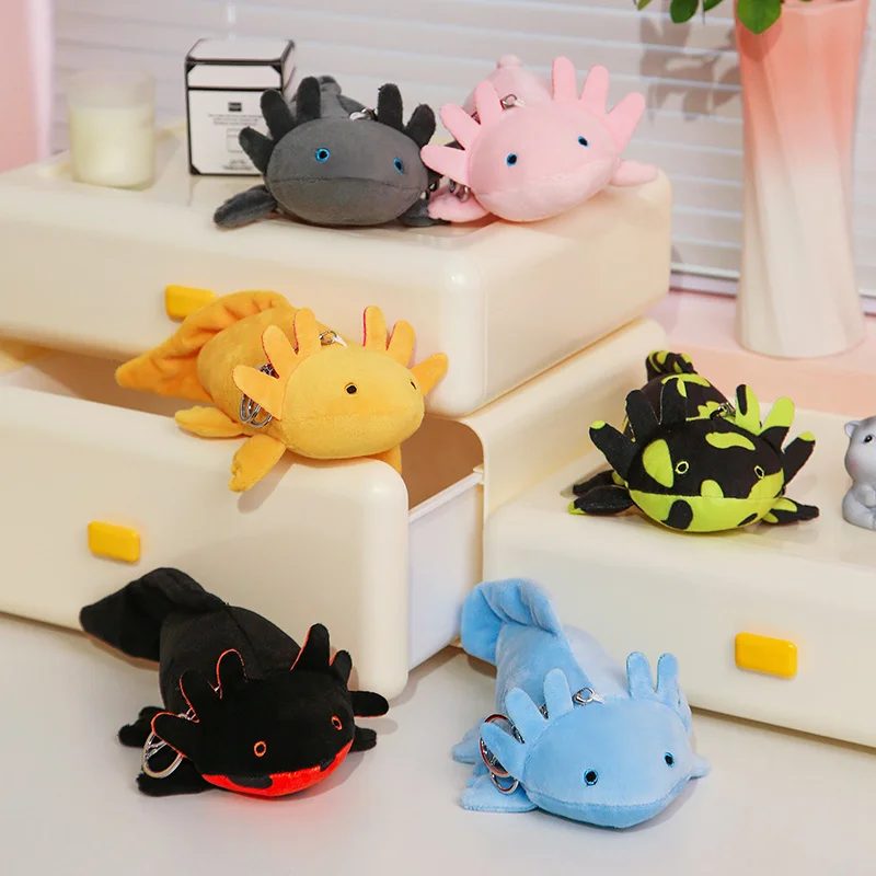 23-80cm Cute Soft Colorful Newt Plush Toy Kawaii Keychains Stuffed Cute Axolotl Salamander Fuzzy Plush Fish Appeasing Kids Gift