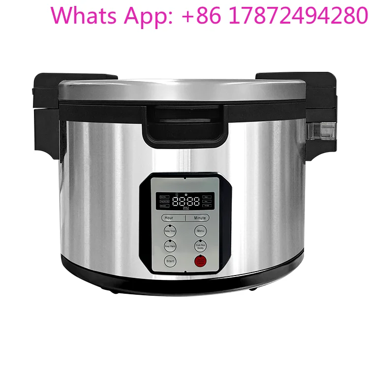 Stainless Steel Commercial 45-Cup Rice Cooker with Nonstick Pot for Restaurants & Catering