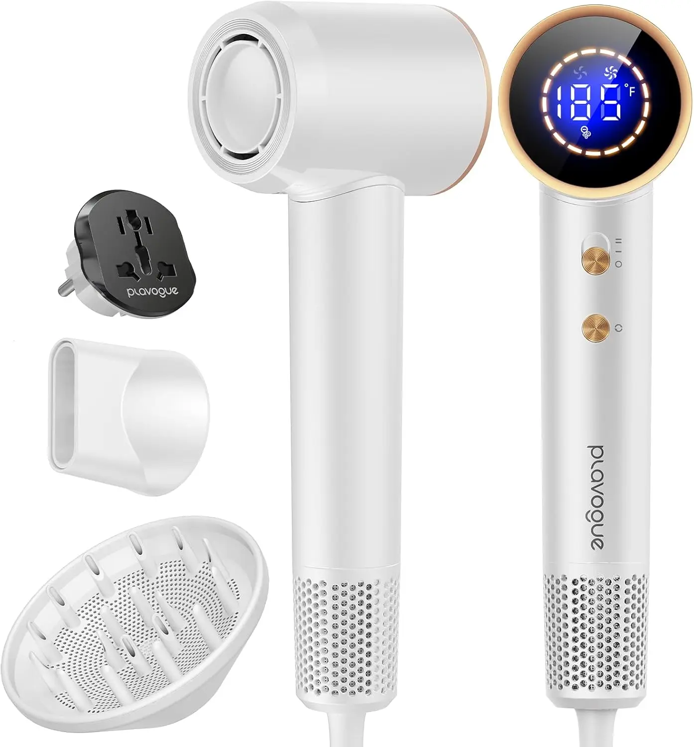 High-Speed Ionic Travel Hair Dryer, Dual Voltage Blow Dryer with Diffuser, Fast-Drying and Low-Noise, Lightweight