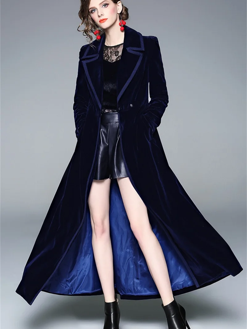 2025 mode Überlänge Pleuche Trenchcoat frauen Goldene Samt Windjacke Frühling Herbst Streetwear Oberbekleidung Schlank Mantel