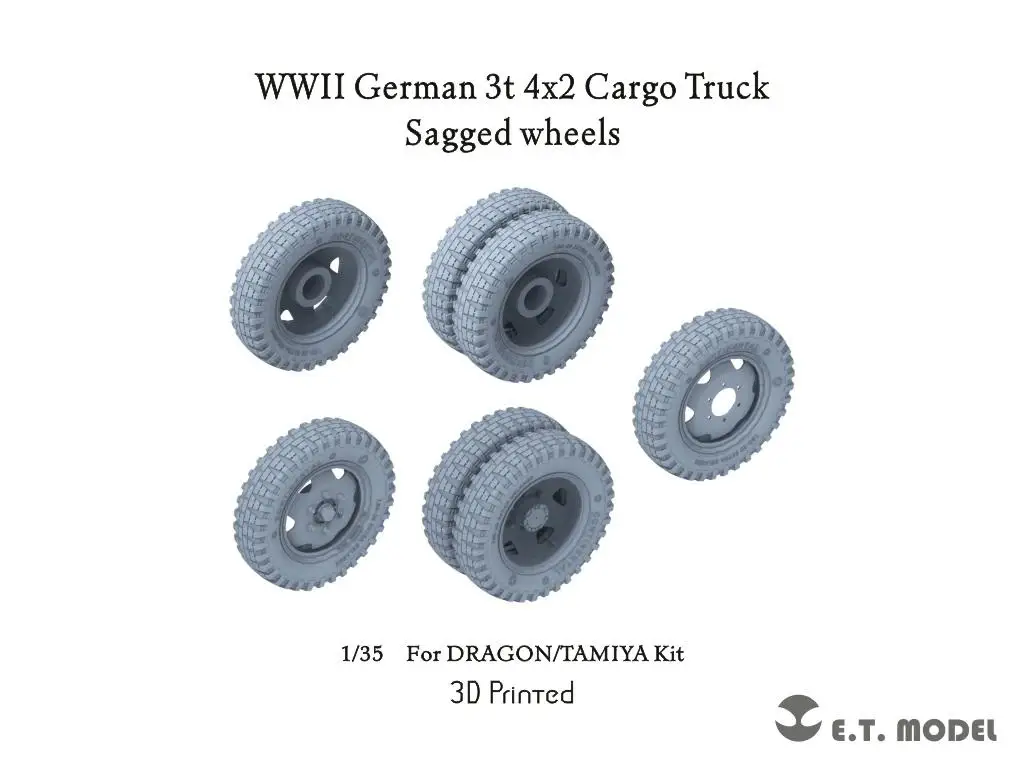 

ETModel P35-169 1/35 German 3t 4x2 Cargo Truck Sagged Wheels 3D Print For DRAGON/TAMIYA Kit