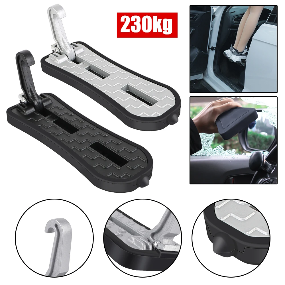 Emergency Window Breaker Foldable Extended Car Door Step Car Roof Rack Step Pedal Multifunction Latch Hook Auxiliary Foot Pedal